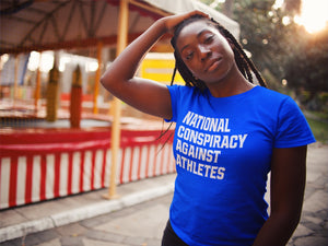 “National Conspiracy Against Athletes” T-shirt